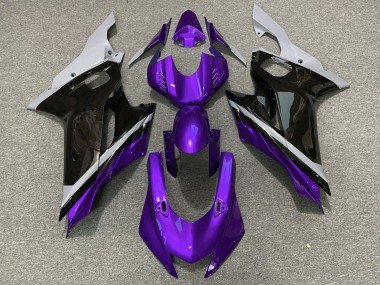 Preisgünstige Yamaha YZF R6 Motorrad Verkleidung 2017-2023 - Grau Lila Glanzendes Schwarz
