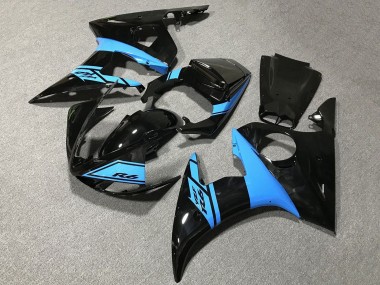 Preisgünstige Yamaha YZF R6 Motorrad Verkleidung 2005 - Glanzendes Schwarz Hellblau
