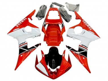 Preisgünstige Yamaha YZF R6 Motorrad Verkleidung 2003-2004 - Rot Weiss Glanzendes Schwarz Streifen