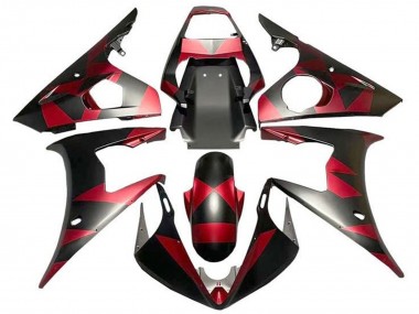Preisgünstige Yamaha YZF R6 Motorrad Verkleidung 2003-2004 - Rot Matt Schwarz Geometric