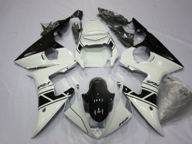 Preisgünstige Yamaha YZF R6 Motorrad Verkleidung 2003-2004 - Weiss Glanzendes Schwarz