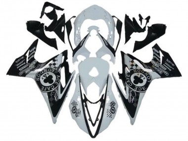 Preisgünstige Triumph Daytona 675 Triple Motorrad Verkleidung 2013-2016 - Weiss Glanzendes Schwarz Cafe London