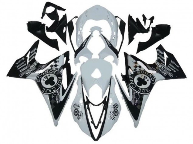 Preisgünstige Triumph Daytona 675 Triple Motorrad Verkleidung 2013-2016 - Weiss Glanzendes Schwarz Cafe London