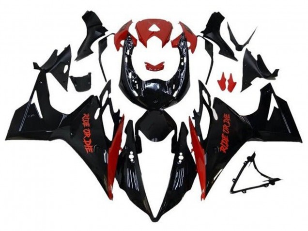 Preisgünstige Triumph Daytona 675 Triple Motorrad Verkleidung 2013-2016 - Glanzendes Schwarz Rot Ride or Die