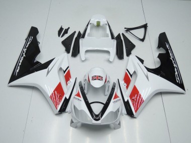 Preisgünstige Triumph Daytona 675 Triple Motorrad Verkleidung 2006-2008 - Weiss Rot Glanzendes Schwarz