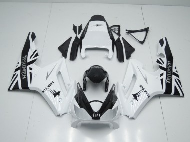 Preisgünstige Triumph Daytona 675 Triple Motorrad Verkleidung 2006-2008 - Weiss Glanzendes Schwarz Dunkel Dog