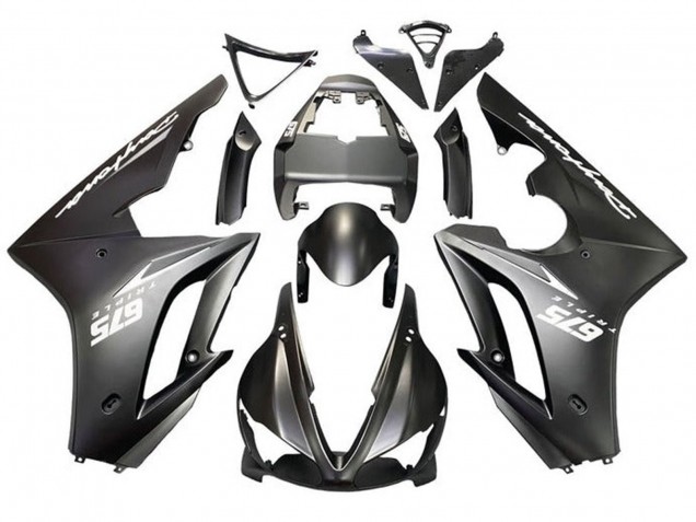 Preisgünstige Triumph Daytona 675 Triple Motorrad Verkleidung 2009-2012 - Matt Schwarz Weiss Aufkleber