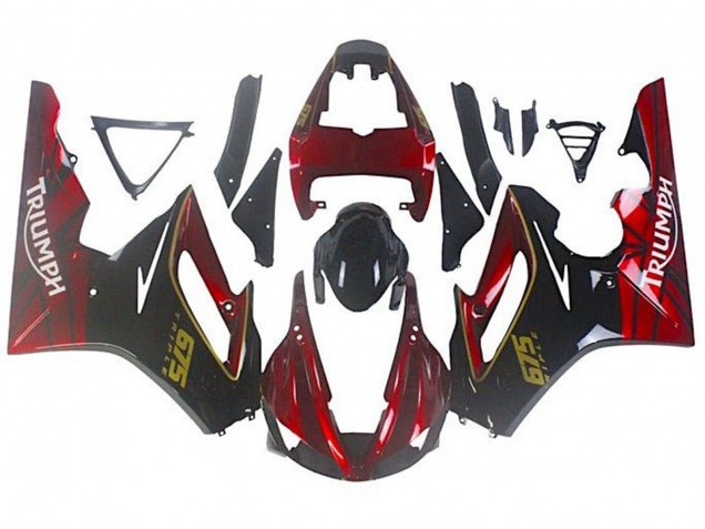 Preisgünstige Triumph Daytona 675 Triple Motorrad Verkleidung 2009-2012 - Rot Glanzendes Schwarz