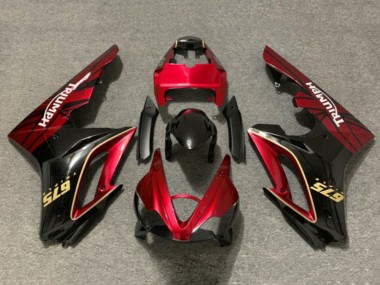 Preisgünstige Triumph Daytona 675 Triple Motorrad Verkleidung 2009-2012 - Rot Gold Glanzendes Schwarz