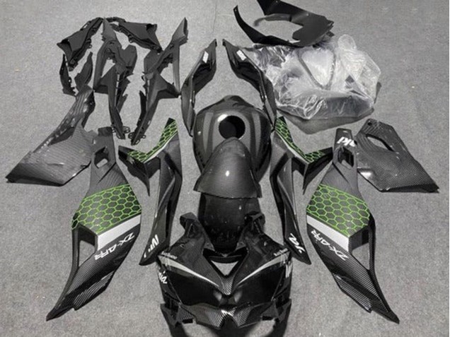 Preisgünstige Kawasaki ZX4R ZX-4RR Motorrad Verkleidung 2019-2025 - Kunst Carbonfaser Grun Grau