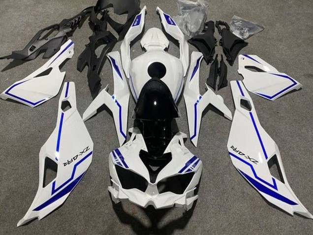 Preisgünstige Kawasaki ZX4R ZX-4RR Motorrad Verkleidung 2019-2025 - Weiss Blau Streifen