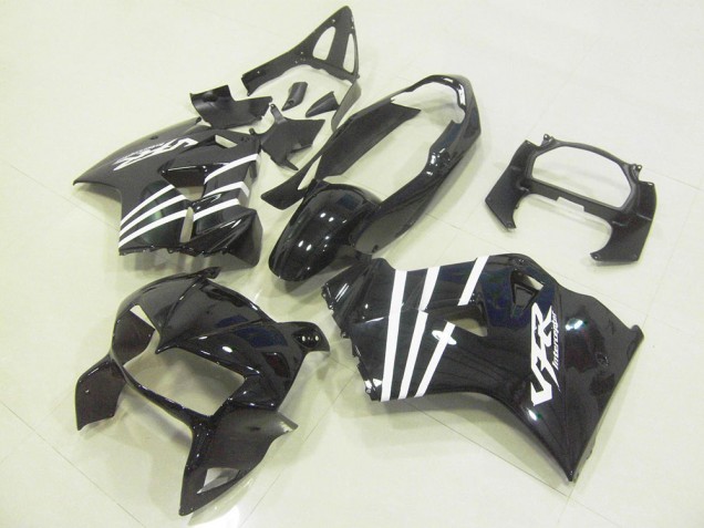 Preisgünstige Honda VFR 800 Motorrad Verkleidung 1998-2001 - Glanzendes Schwarz Weiss Streifen