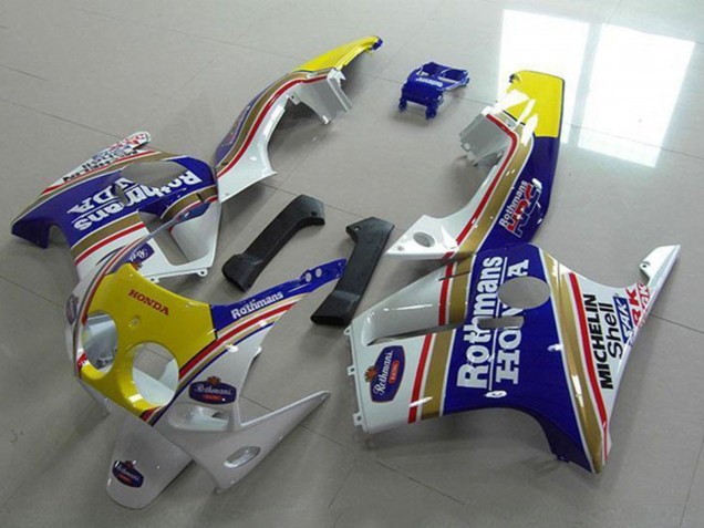 Preisgünstige Honda CBR250RR MC19 Motorrad Verkleidung 1988-1989 - Weiss Gelb Blau Rothmans