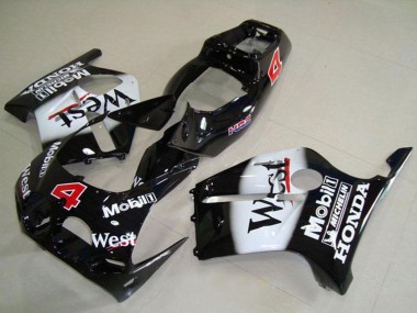 Preisgünstige Honda CBR250RR MC19 Motorrad Verkleidung 1988-1989 - Glanzendes Schwarz Weiss West Mobil HRC 4