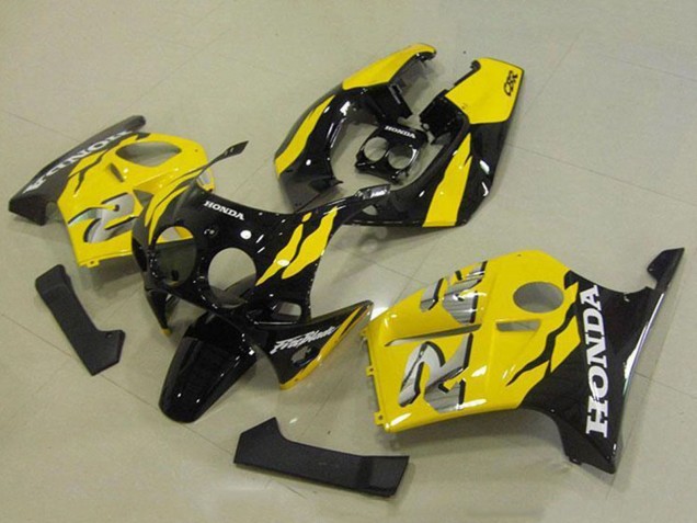 Preisgünstige Honda CBR250RR MC19 Motorrad Verkleidung 1988-1989 - Gelb Glanzendes Schwarz