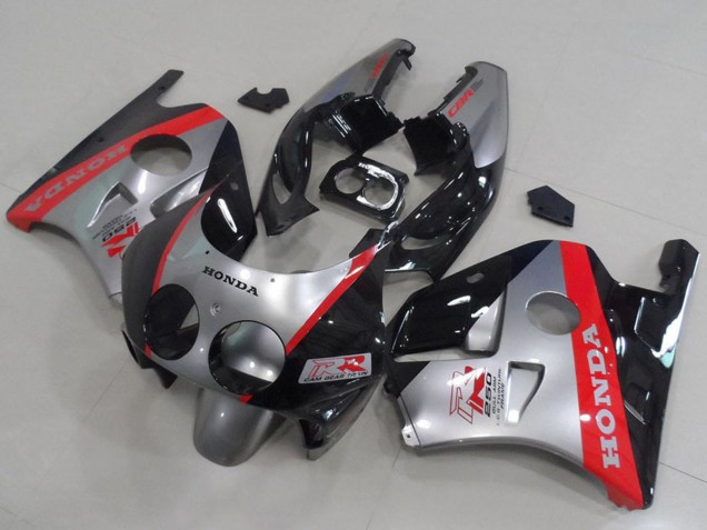 Preisgünstige Honda CBR250RR MC22 Motorrad Verkleidung 1990-1998 - Silber Rot Glanzendes Schwarz