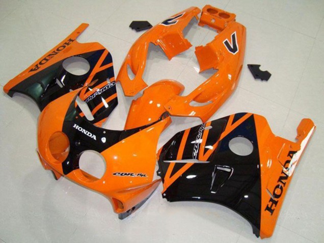 Preisgünstige Honda CBR250RR MC22 Motorrad Verkleidung 1990-1998 - Orange Glanzendes Schwarz
