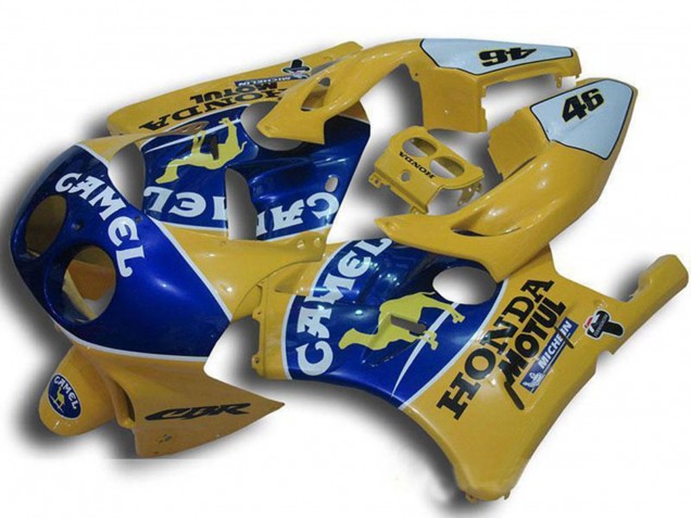 Preisgünstige Honda CBR250RR MC22 Motorrad Verkleidung 1990-1998 - Gelb Blau Kamel Motul