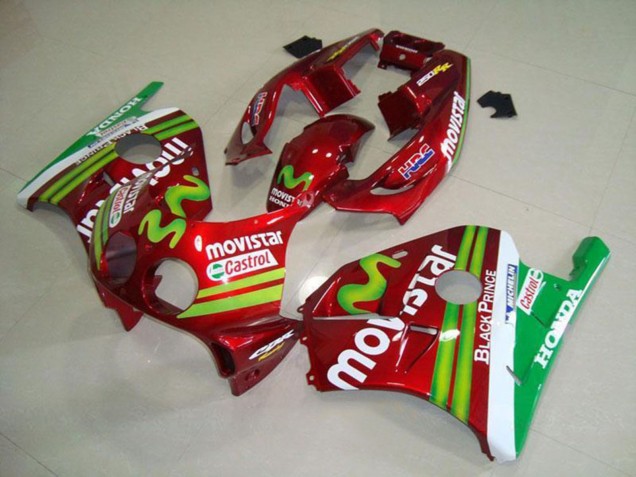 Preisgünstige Honda CBR250RR MC22 Motorrad Verkleidung 1990-1998 - Rot Weiss Grun MoviStar