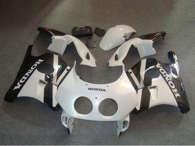 Preisgünstige Honda CBR250RR MC22 Motorrad Verkleidung Kit 1990-1998 - Weiss Glanzendes Schwarz