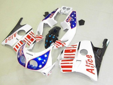 Preisgünstige Honda CBR250RR MC22 Motorrad Verkleidung 1990-1998 - Weiss Rot Blau Stern Alice