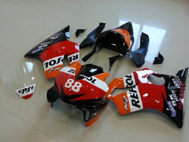 Preisgünstige Honda CBR600 F4i Motorrad Verkleidung 2001-2003 - Orange Weiss Rot Glanzendes Schwarz Rennen Repsol 88