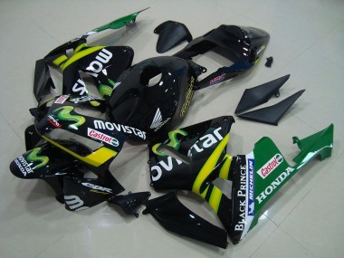 Preisgünstige Honda CBR600RR Motorrad Verkleidung 2003-2004 - Glanzendes Schwarz Gelb Grun MoviStar