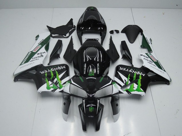 Preisgünstige Honda CBR600RR Motorrad Verkleidung 2005-2006 - Glanzendes Schwarz Weiss Grun Monster