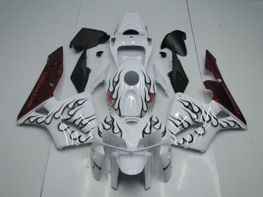 Preisgünstige Honda CBR600RR Motorrad Verkleidung 2005-2006 - Weiss Schwarz Flamme