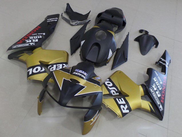 Preisgünstige Honda CBR600RR Motorrad Verkleidung 2005-2006 - Matt Schwarz Gold Repsol