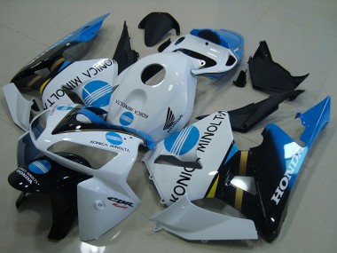 Preisgünstige Honda CBR600RR Motorrad Verkleidung 2005-2006 - Weiss Blau Glanzendes Schwarz Konica Minolta