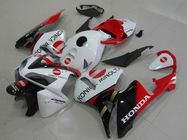 Preisgünstige Honda CBR600RR Motorrad Verkleidung 2005-2006 - Weiss Rot Glanzendes Schwarz Konica Minolta