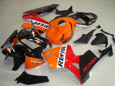 Preisgünstige Honda CBR600RR Motorrad Verkleidung Kit 2005-2006 - Orange Weiss Rot Glanzendes Schwarz Repsol