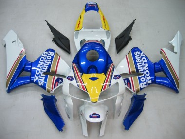 Preisgünstige Honda CBR600RR Motorrad Verkleidung 2005-2006 - Blau Weiss Gelb Rothmans