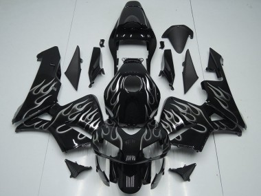 Preisgünstige Honda CBR600RR Motorrad Verkleidung 2005-2006 - Glanzendes Schwarz Silber Flamme