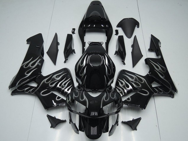 Preisgünstige Honda CBR600RR Motorrad Verkleidung 2005-2006 - Glanzendes Schwarz Silber Flamme