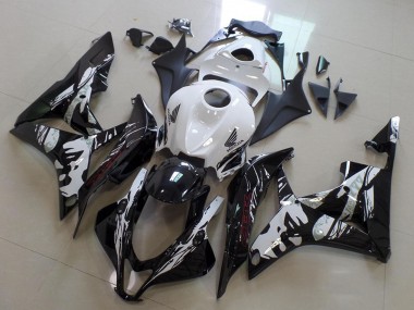 Preisgünstige Honda CBR600RR Motorrad Verkleidung 2007-2008 - Weiss Glanzendes Schwarz Leyla