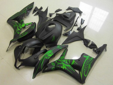 Preisgünstige Honda CBR600RR Motorrad Verkleidung 2007-2008 - Grun Matt Schwarz Schadel