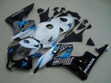 Preisgünstige Honda CBR600RR Motorrad Verkleidung Kit 2007-2008 - Weiss Blau Glanzendes Schwarz