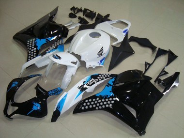 Preisgünstige Honda CBR600RR Motorrad Verkleidungen Kit 2009-2012 - Weiss Blau Glanzendes Schwarz