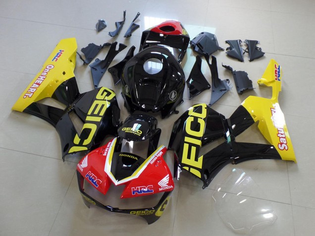 Preisgünstige Honda CBR600RR Motorrad Verkleidung 2013-2023 - Gelb Rot Glanzendes Schwarz Geico