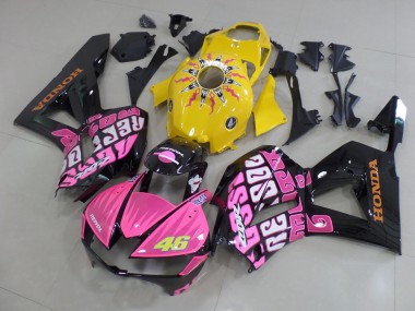 Preisgünstige Honda CBR600RR Motorrad Verkleidung 2013-2023 - Gelb Rosa Glanzendes Schwarz Rossi 46