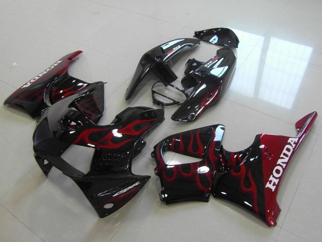 Preisgünstige Honda CBR900RR 919 Motorrad Verkleidung 1998-1999 - Glanzendes Schwarz Rot Flamme