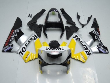 Preisgünstige Honda CBR900RR 929 Motorrad Verkleidung 2000-2001 - Gelb Silber Glanzendes Schwarz Repsol
