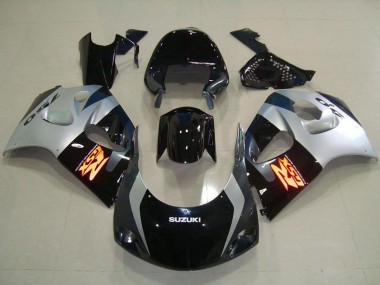 Preisgünstige Suzuki GSXR 750 Abs Motorrad Verkleidungen 1996-2000 - Glanzendes Schwarz Silber