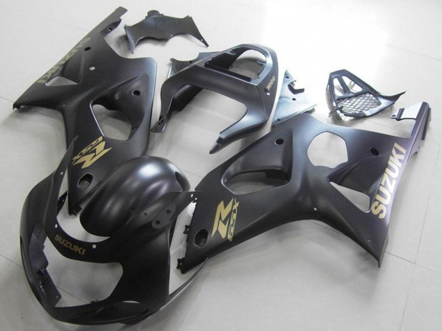 Preisgünstige Suzuki GSXR 1000 Motorrad Verkleidung 2000-2002 - Matt Schwarz Gold Aufkleber