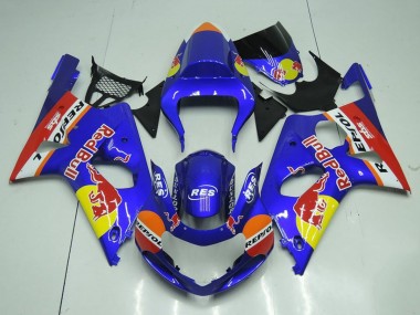Preisgünstige Suzuki GSXR 1000 Motorrad Verkleidung 2000-2002 - Blau Gelb Red Bull Repsol