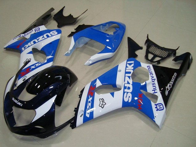 Preisgünstige Suzuki GSXR 1000 Motorrad Verkleidung 2000-2002 - Weiss Blau Glanzendes Schwarz