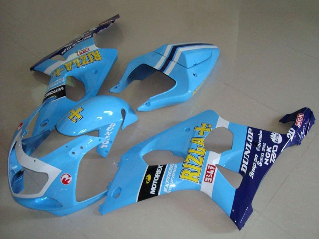 Preisgünstige Suzuki GSXR 1000 Motorrad Verkleidung 2000-2002 - Hellblau Gelb Schwarz Weiss Gelb Rizla