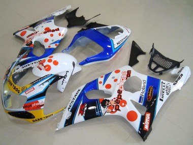 Preisgünstige Suzuki GSXR 1000 Motorrad Verkleidung 2000-2002 - Weiss Blau Rot Gelb Schwarz Dunkel Dog Motul Pepe Phone